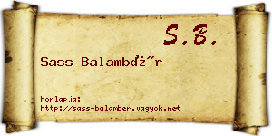 Sass Balambér névjegykártya